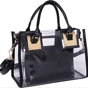 Women Crossbody Transparent Handbag Purse 2 pc Set